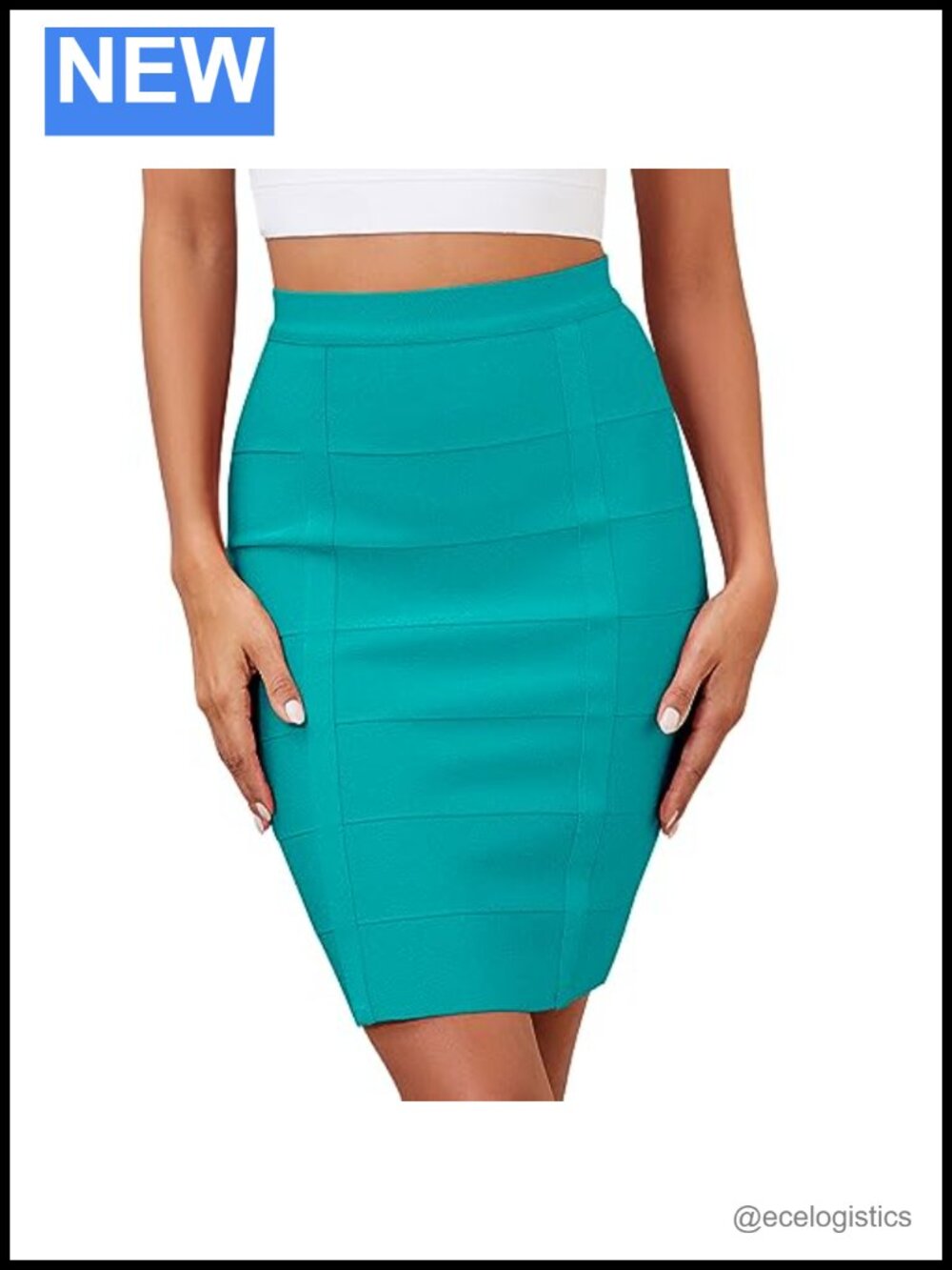 High Waist Bandage Mini Pencil Skirt Striped Hook Zip Women's